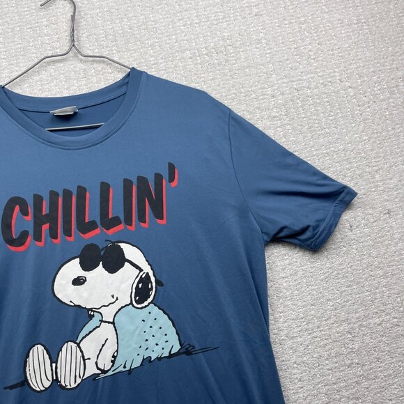 Peanuts Snoopy "Chillin" Graphic Sports Performance Gym T-Shirt Blue Men Sz M - Picture 3 of 16